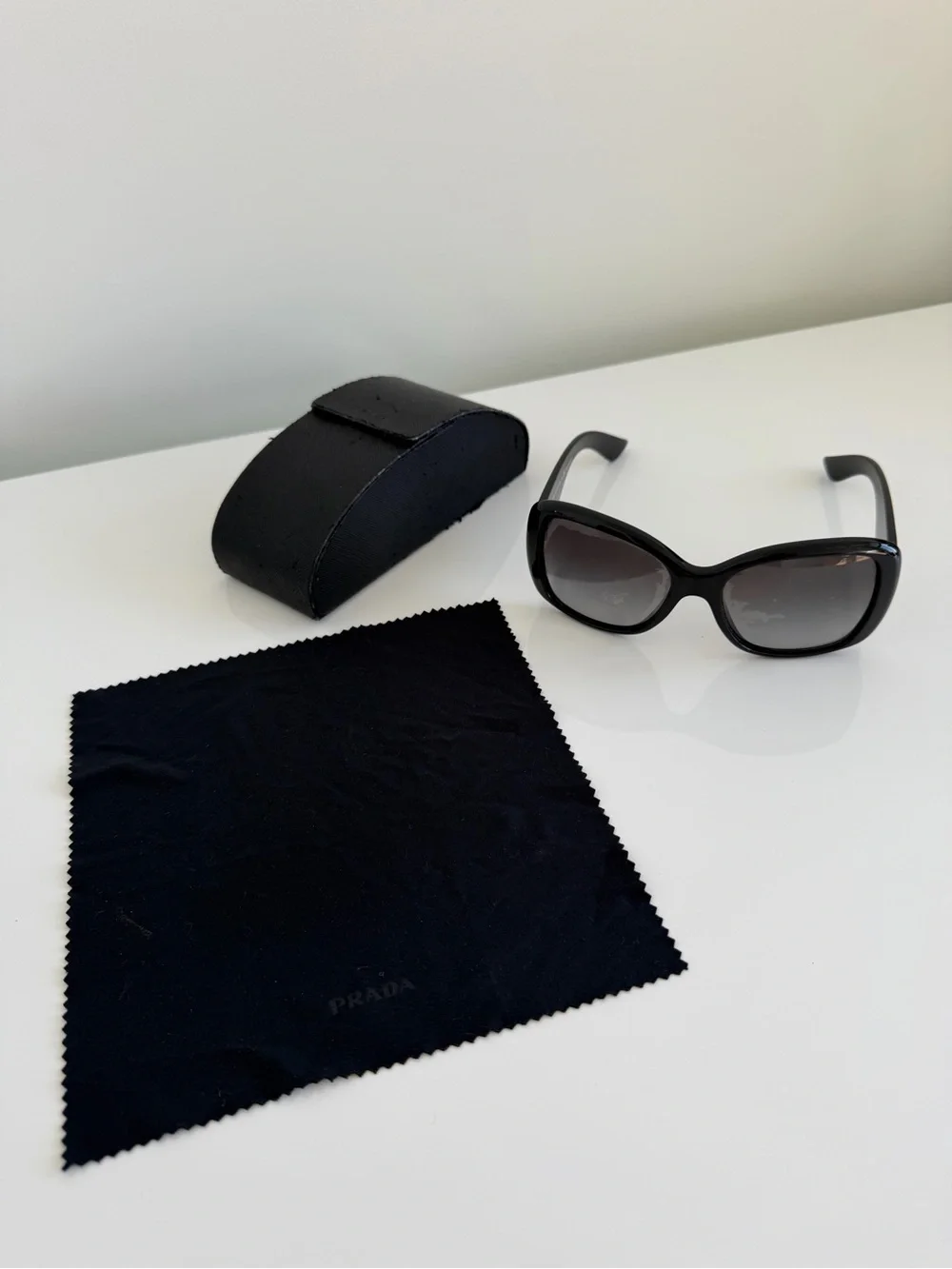 Prada Black Rounded Logo-Temple Sunglasses